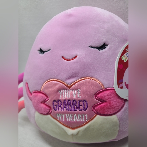 Squishmallow 8" Cailey Crab Valentine "You've Grabbed My Heart" Plush Toy NEW - Picture 3 of 5